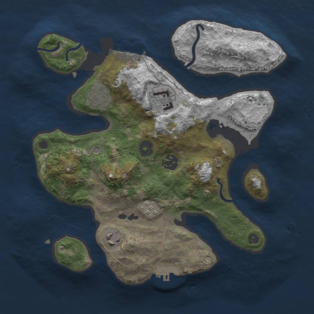 Rust Map: Procedural Map, Size: 3000, Seed: 7678422, 10 Monuments