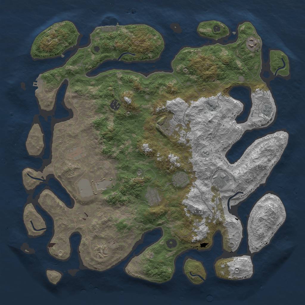 Rust Map: Procedural Map, Size: 4500, Seed: 2047125299, 15 Monuments