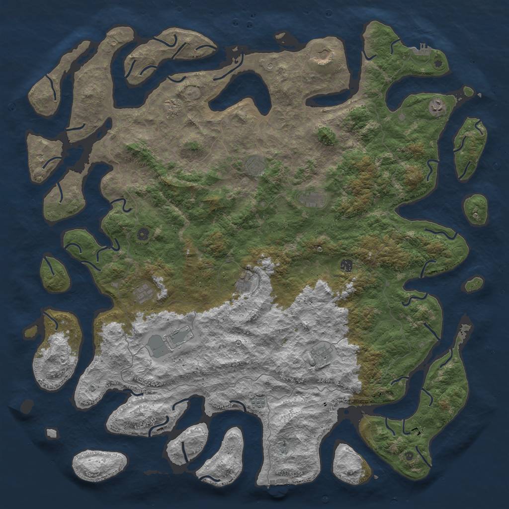 Rust Map: Procedural Map, Size: 6000, Seed: 101124940, 16 Monuments