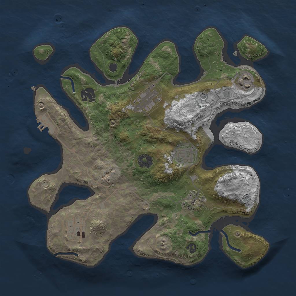 Rust Map: Procedural Map, Size: 3000, Seed: 1131498481, 10 Monuments