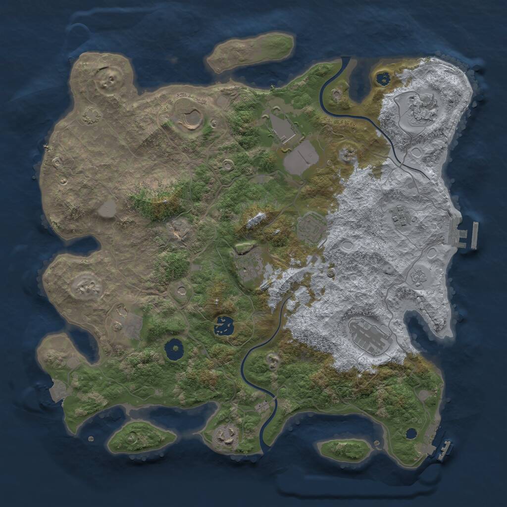 Rust Map: Procedural Map, Size: 3750, Seed: 843479461, 16 Monuments