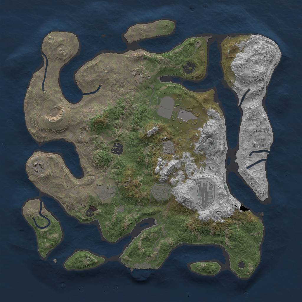 Rust Map: Procedural Map, Size: 3750, Seed: 843479461, 13 Monuments