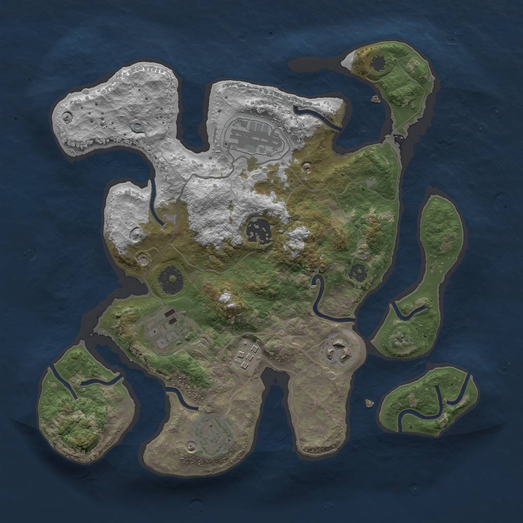 Rust Map: Procedural Map, Size: 3000, Seed: 1750956858, 8 Monuments