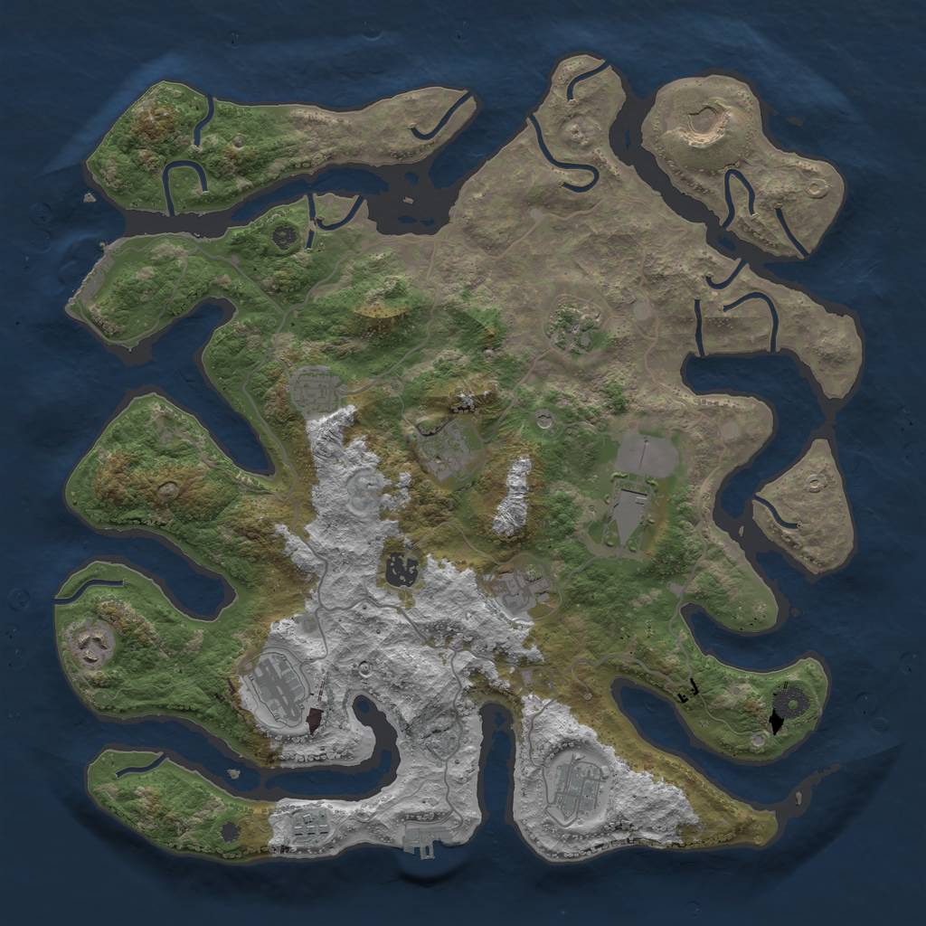 Rust Map: Procedural Map, Size: 4050, Seed: 2066688403, 16 Monuments