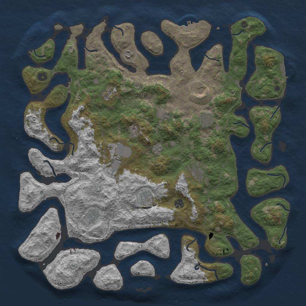 Rust Map: Procedural Map, Size: 5000, Seed: 110502532, 16 Monuments