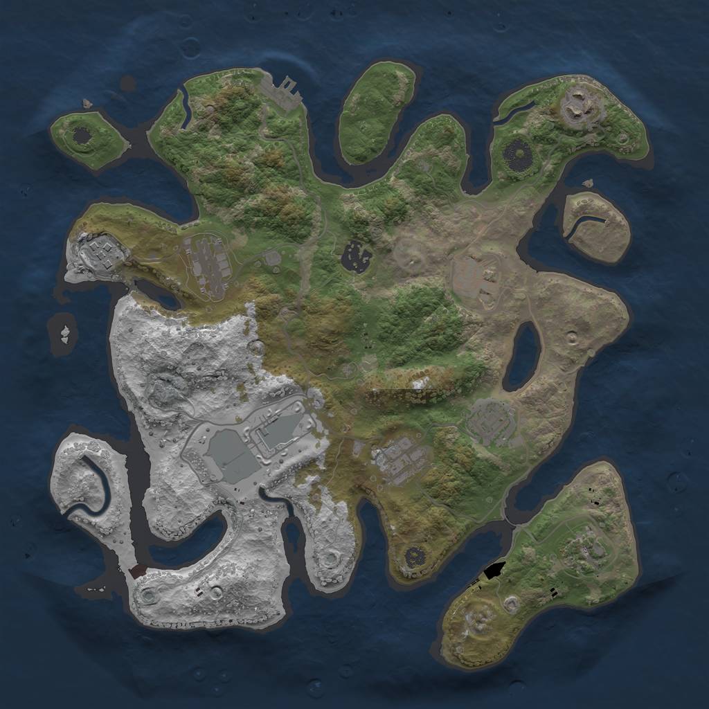 Rust Map: Procedural Map, Size: 3500, Seed: 1532882176, 12 Monuments