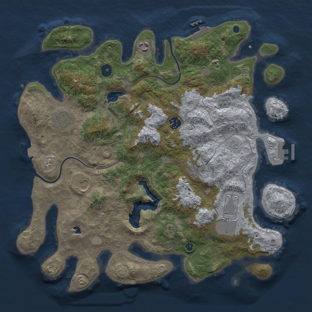 Rust Map: Procedural Map, Size: 4000, Seed: 598227, 13 Monuments