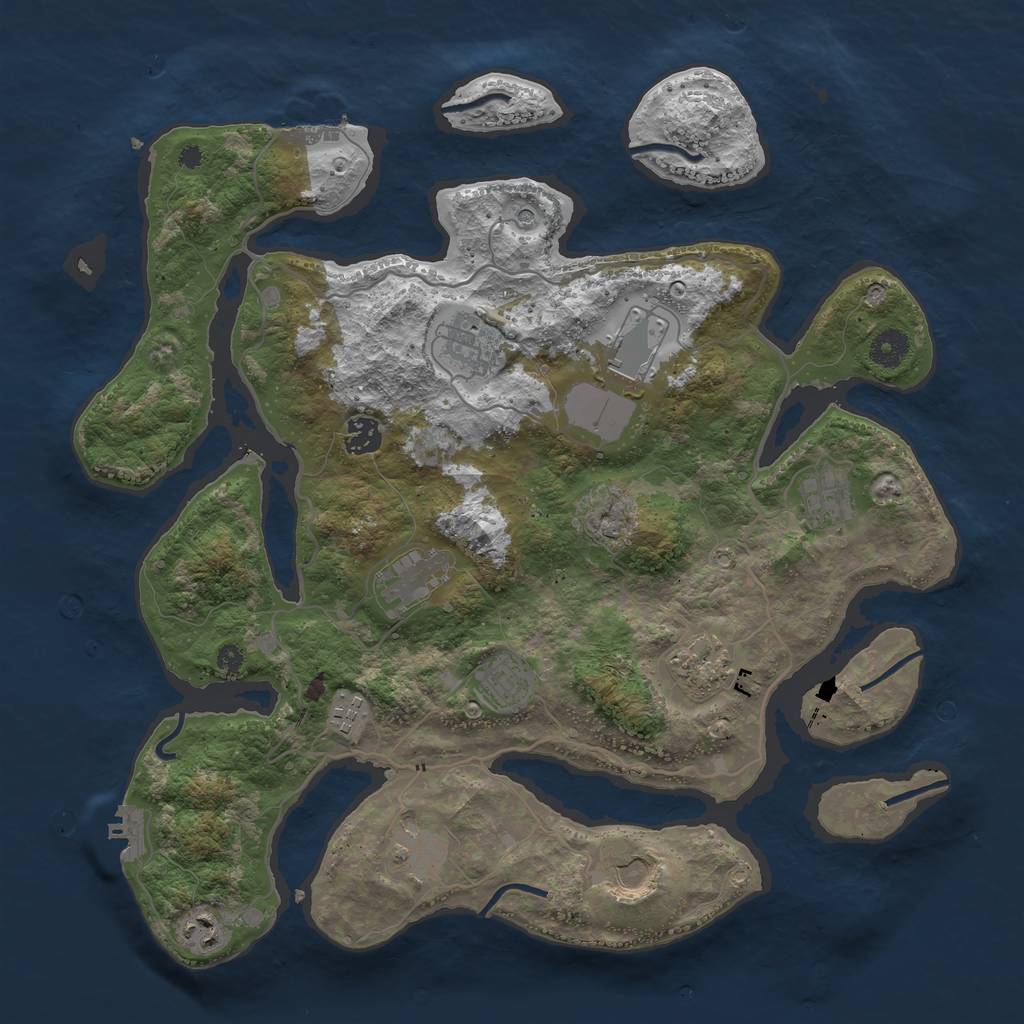 Rust Map: Procedural Map, Size: 4000, Seed: 1887070378, 16 Monuments