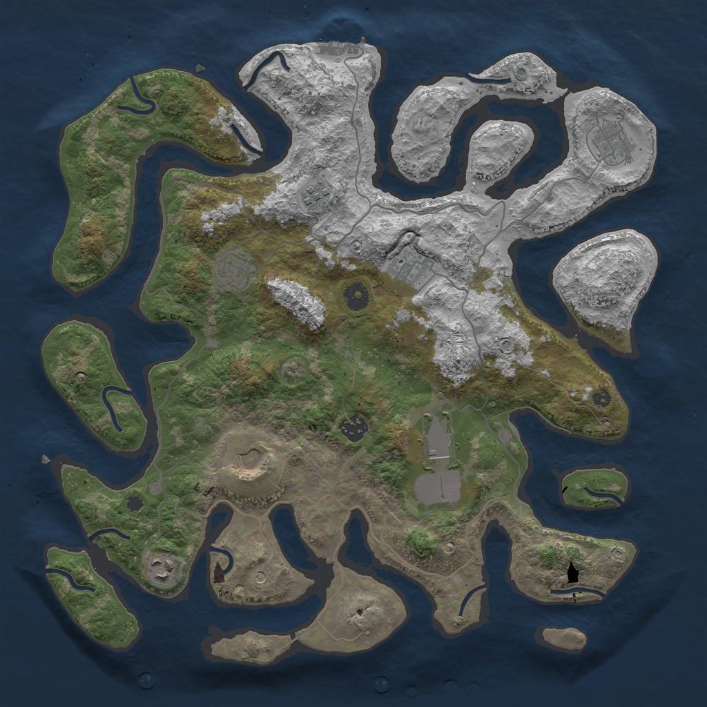 Rust Map: Procedural Map, Size: 4000, Seed: 999510498, 12 Monuments