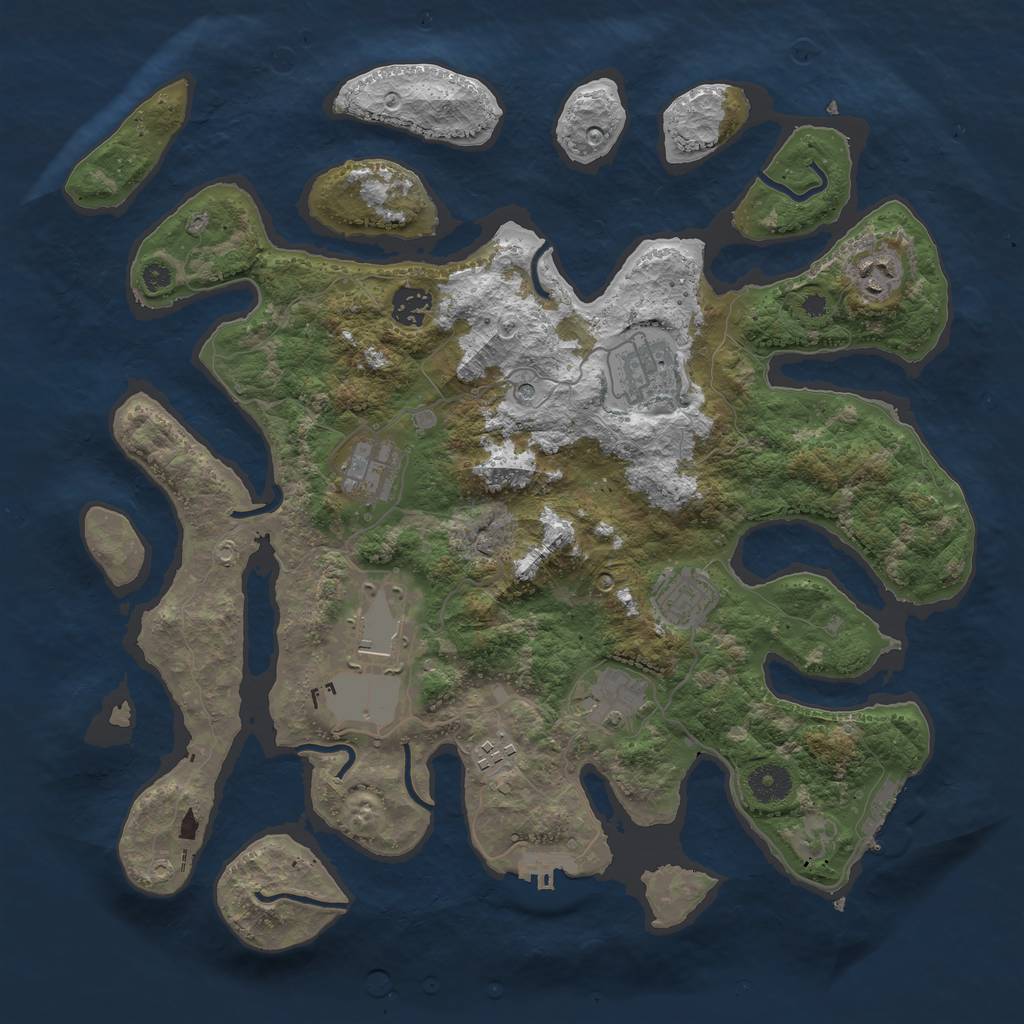 Rust Map: Procedural Map, Size: 3800, Seed: 3749, 13 Monuments