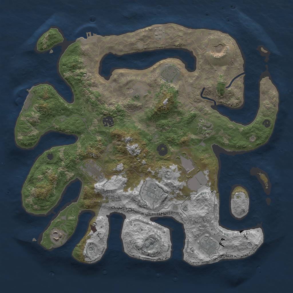 Rust Map: Procedural Map, Size: 3850, Seed: 1378764934, 16 Monuments