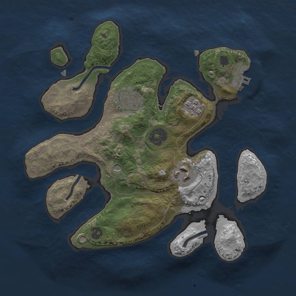 Rust Map: Procedural Map, Size: 2500, Seed: 65824, 7 Monuments