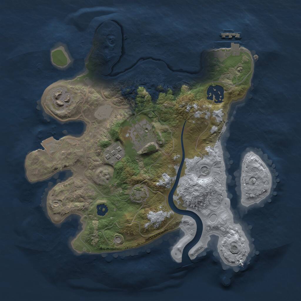 Rust Map: Procedural Map, Size: 2500, Seed: 65824, 8 Monuments