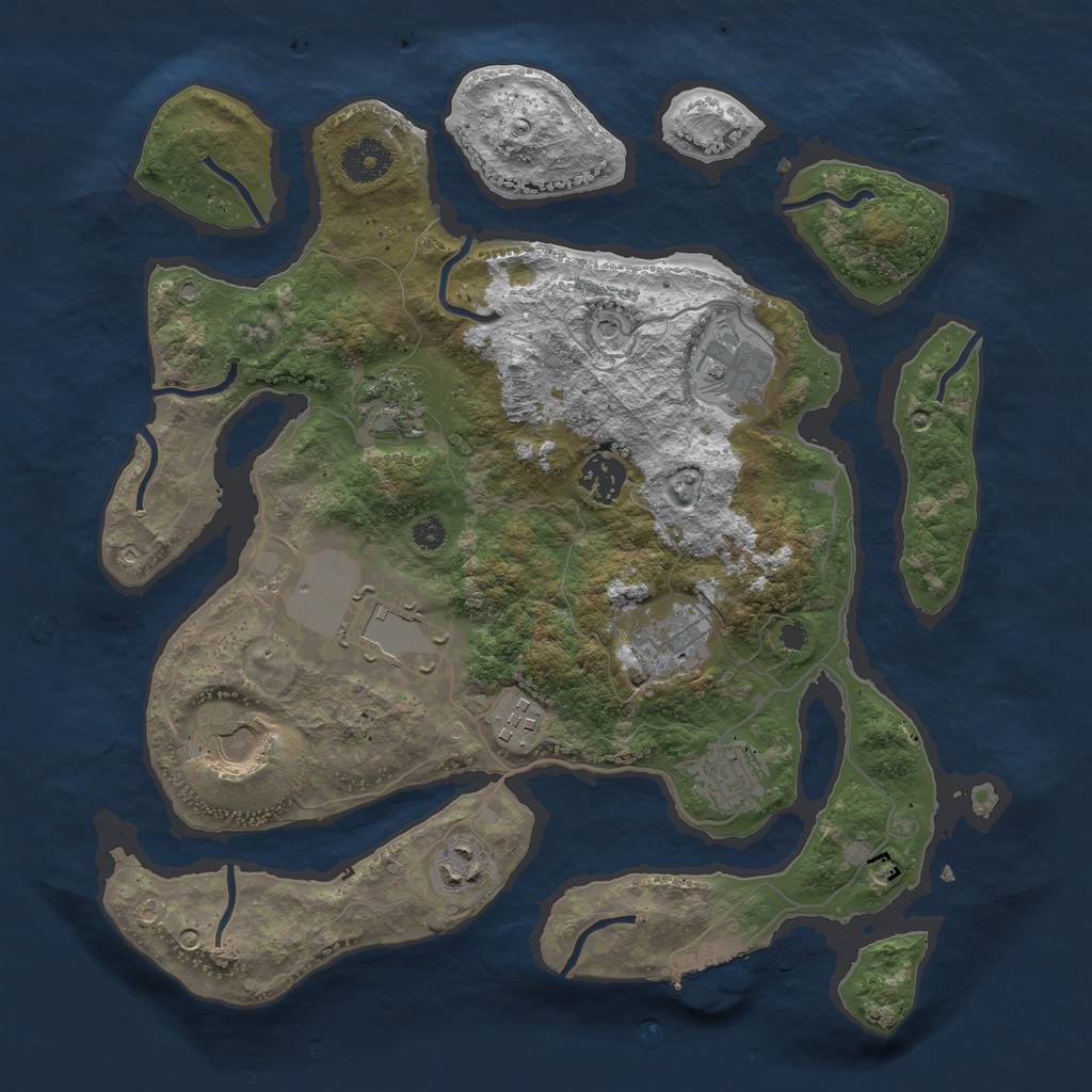 Rust Map: Procedural Map, Size: 3500, Seed: 94561, 13 Monuments