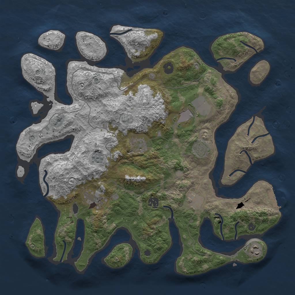 Rust Map: Procedural Map, Size: 4000, Seed: 1233244, 12 Monuments