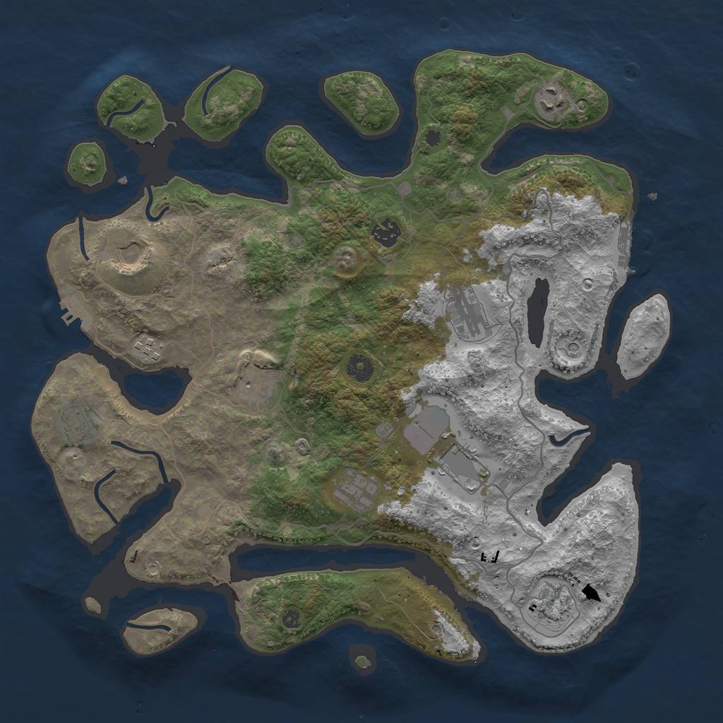 Rust Map: Procedural Map, Size: 4000, Seed: 198501, 15 Monuments