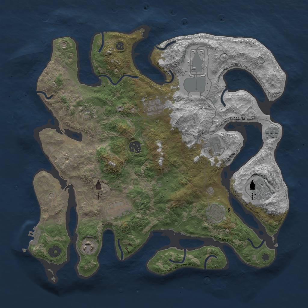 Rust Map: Procedural Map, Size: 3750, Seed: 562719041, 14 Monuments