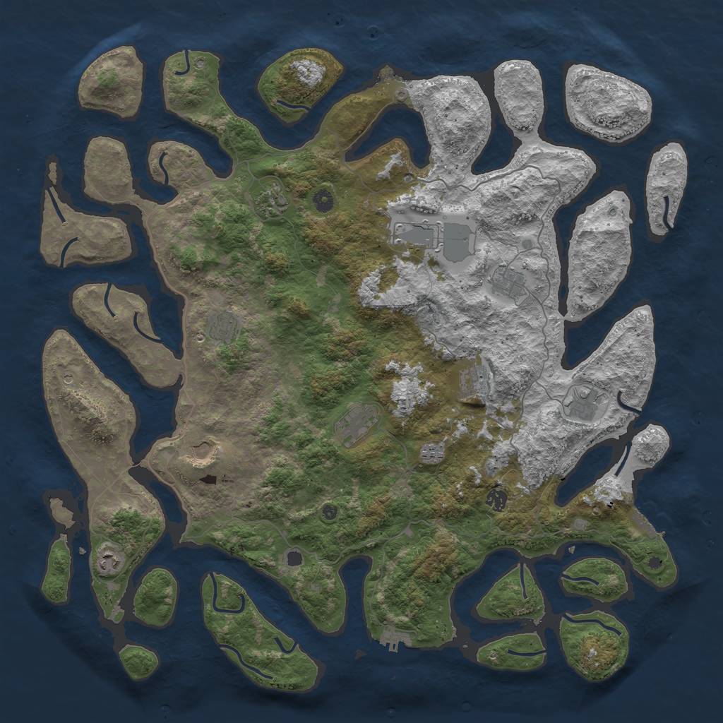Rust Map: Procedural Map, Size: 5000, Seed: 124356, 16 Monuments