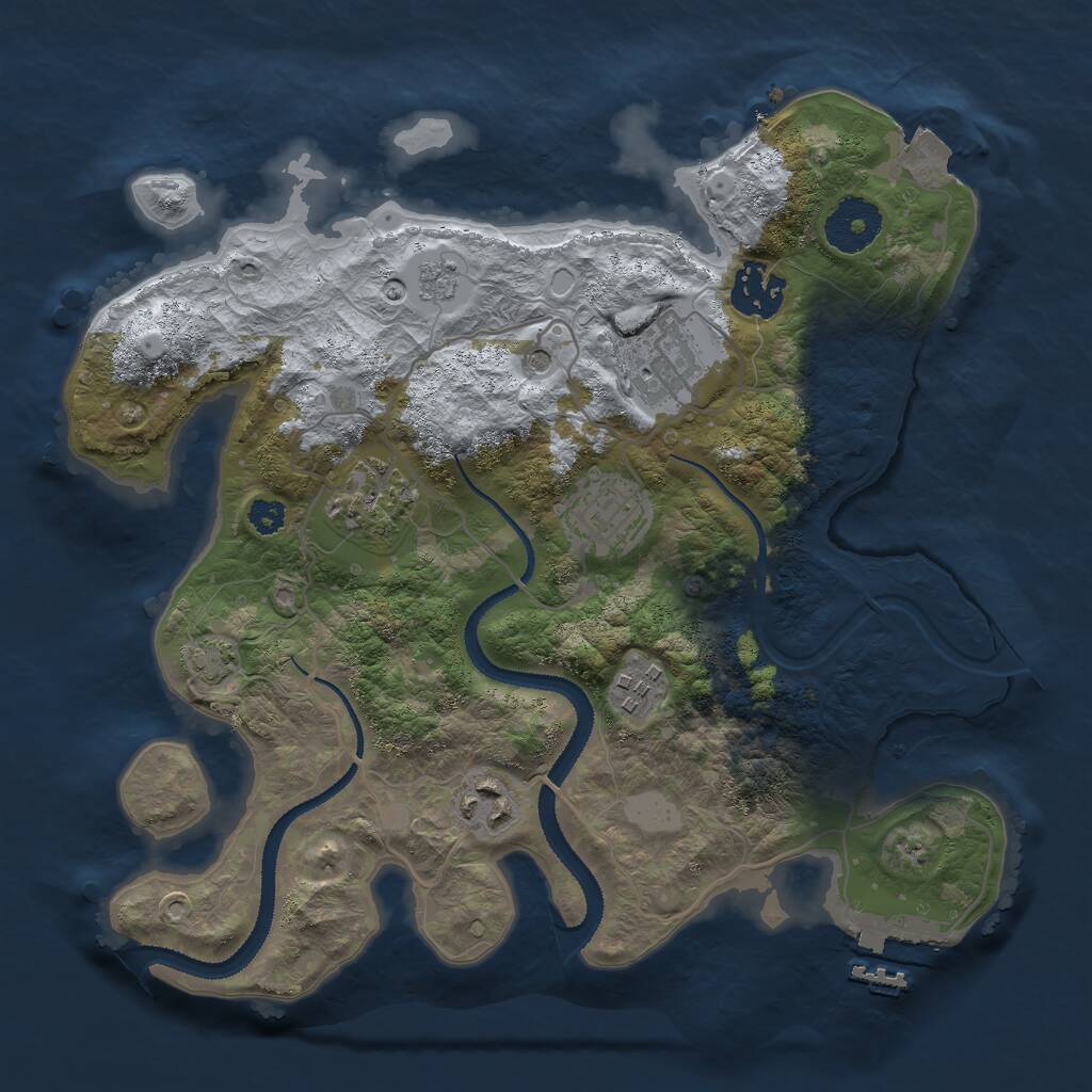 Rust Map: Procedural Map, Size: 3000, Seed: 287684421, 11 Monuments