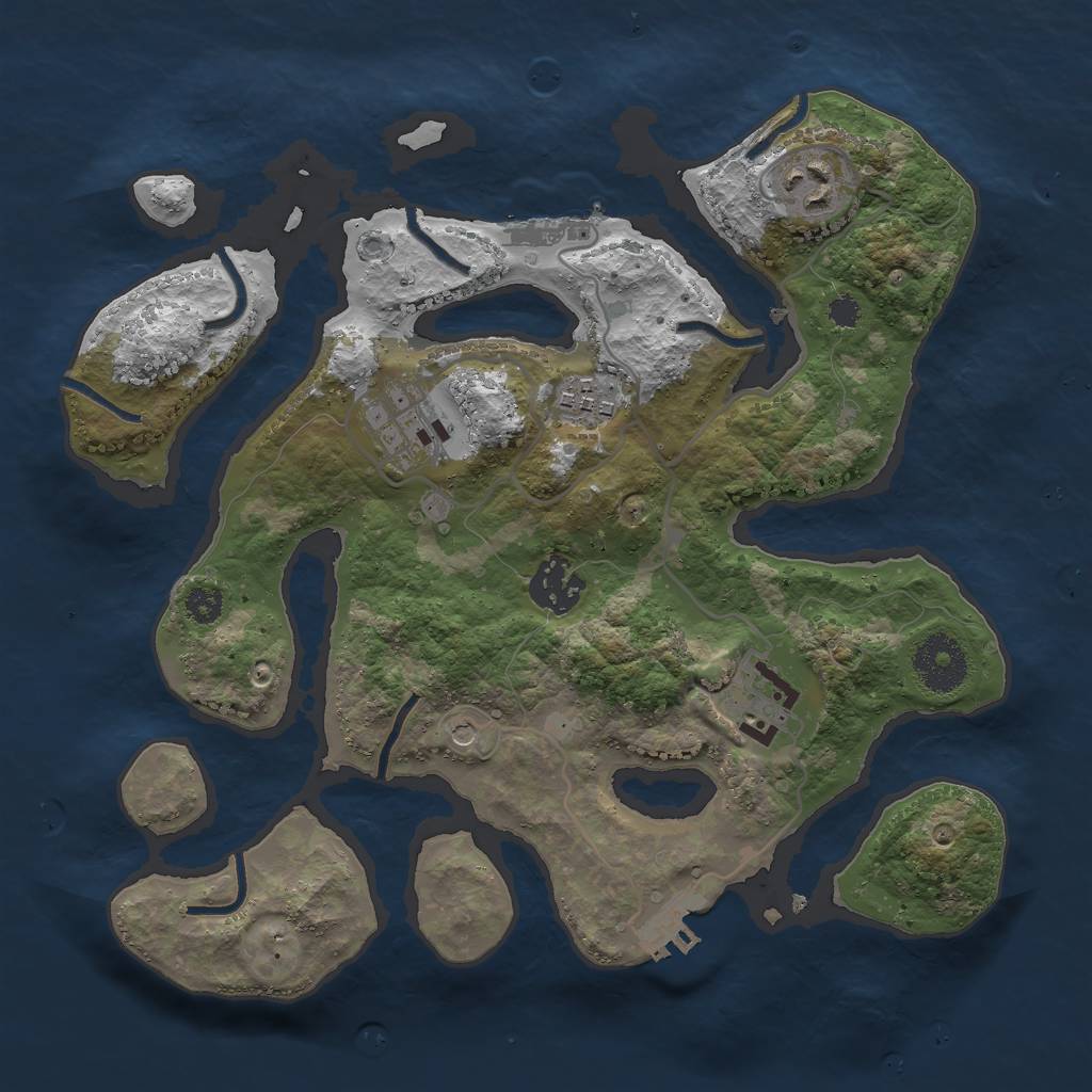 Rust Map: Procedural Map, Size: 3000, Seed: 287684421, 10 Monuments