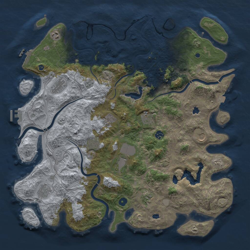 Rust Map: Procedural Map, Size: 4500, Seed: 1180853485, 17 Monuments