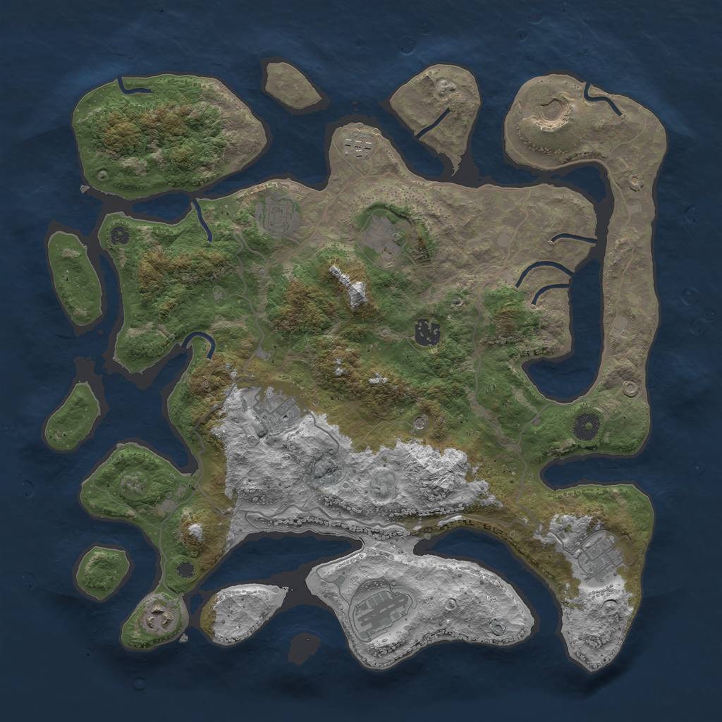 Rust Map: Procedural Map, Size: 4000, Seed: 25142, 12 Monuments