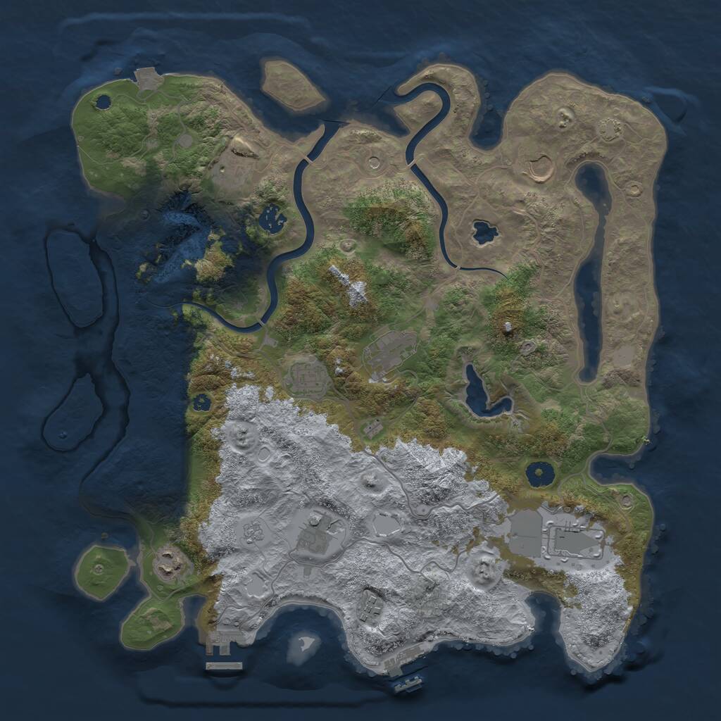 Rust Map: Procedural Map, Size: 4000, Seed: 25142, 15 Monuments