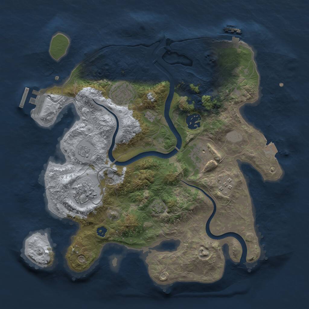 Rust Map: Procedural Map, Size: 3000, Seed: 2075733083, 11 Monuments