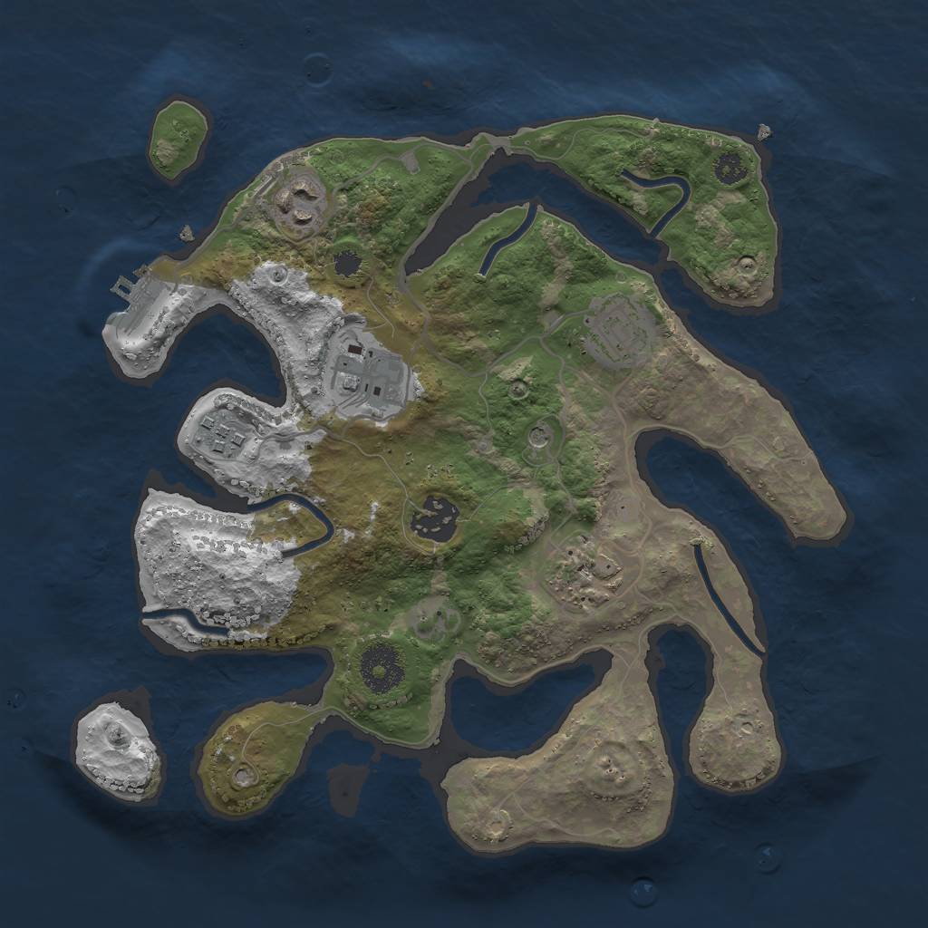 Rust Map: Procedural Map, Size: 3000, Seed: 2075733083, 10 Monuments