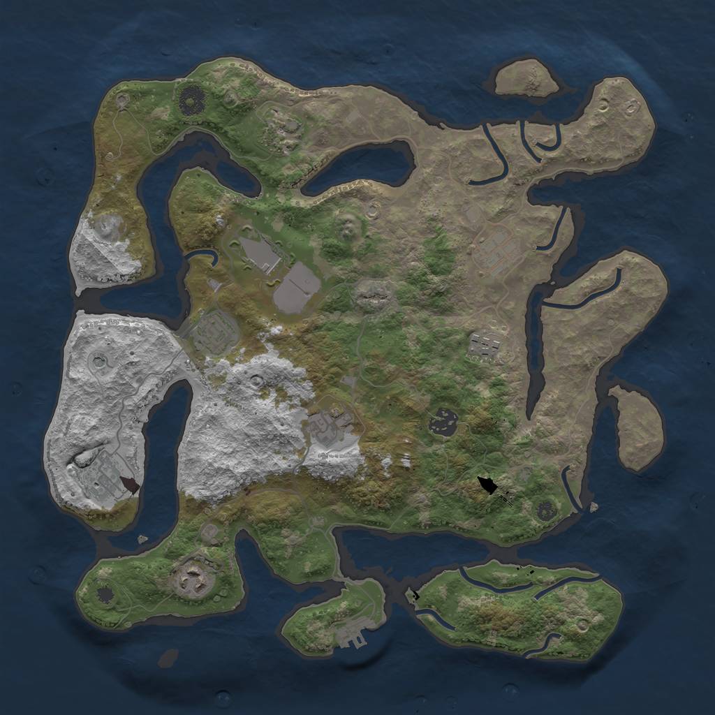 Rust Map: Procedural Map, Size: 3750, Seed: 179874111, 13 Monuments