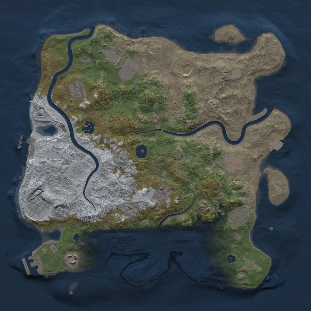 Rust Map: Procedural Map, Size: 3750, Seed: 179874111, 16 Monuments