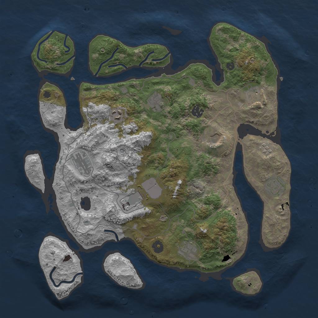 Rust Map: Procedural Map, Size: 4000, Seed: 197788423, 13 Monuments