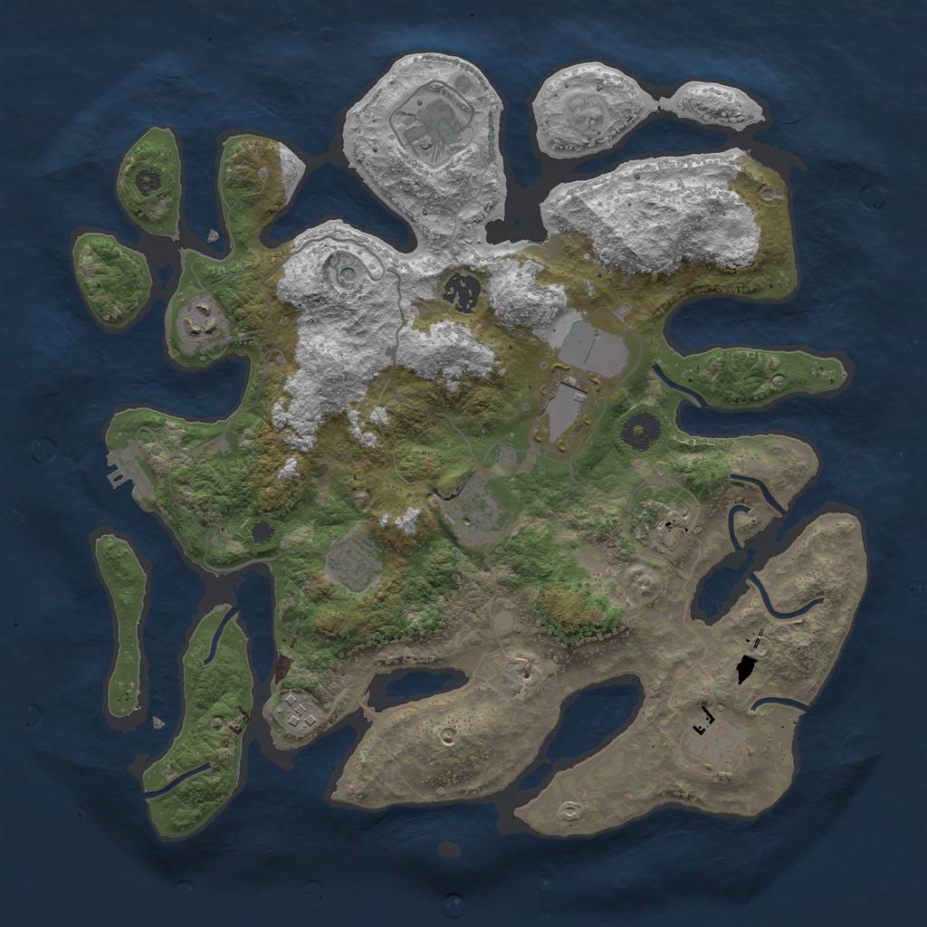 Rust Map: Procedural Map, Size: 3700, Seed: 524607838, 13 Monuments