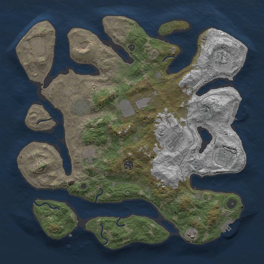 Rust Map: Procedural Map, Size: 4000, Seed: 1952002205, 16 Monuments