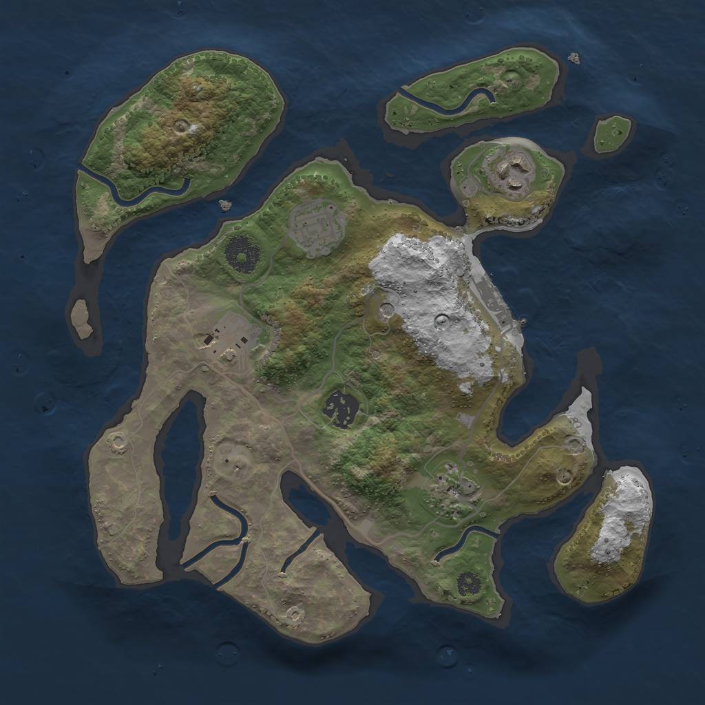 Rust Map: Procedural Map, Size: 3000, Seed: 208029893, 9 Monuments