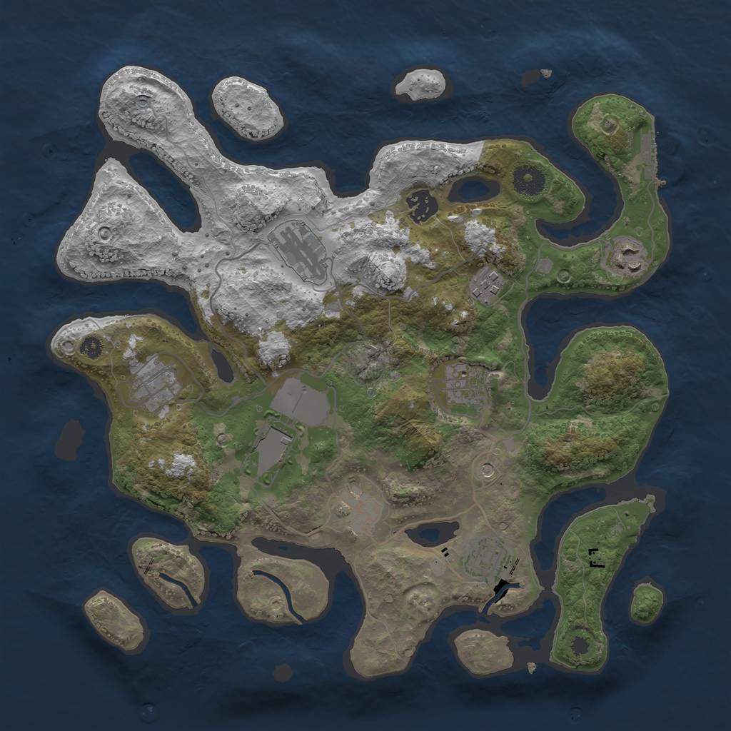 Rust Map: Procedural Map, Size: 3500, Seed: 75555305, 13 Monuments