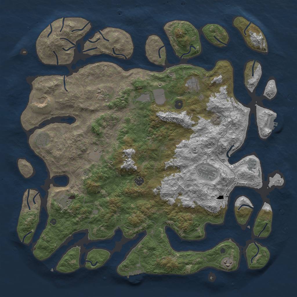 Rust Map: Procedural Map, Size: 5000, Seed: 9130, 16 Monuments