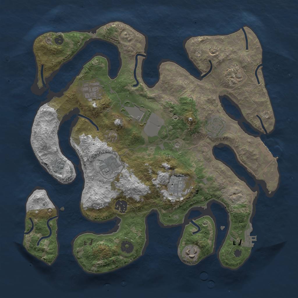 Rust Map: Procedural Map, Size: 3500, Seed: 1399882141, 14 Monuments