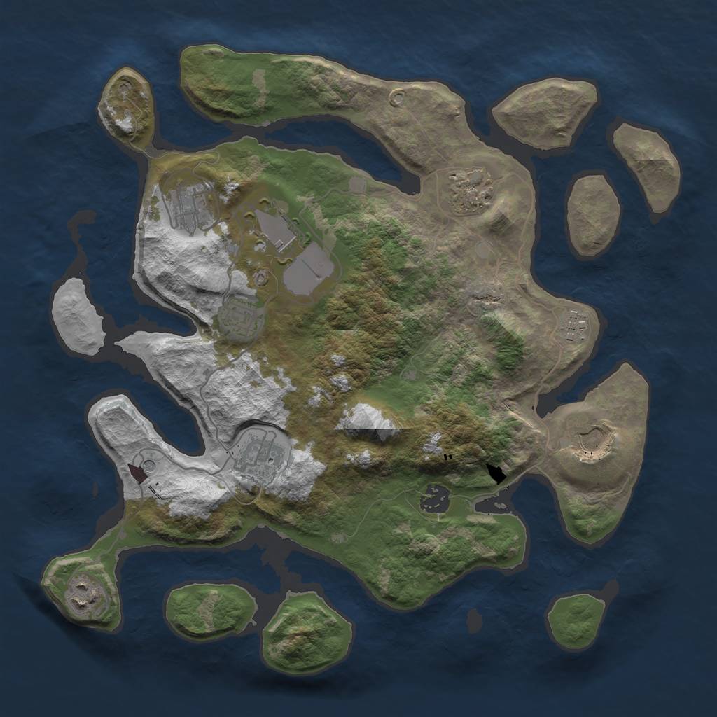 Rust Map: Barren, Size: 3600, Seed: 74445985, 12 Monuments