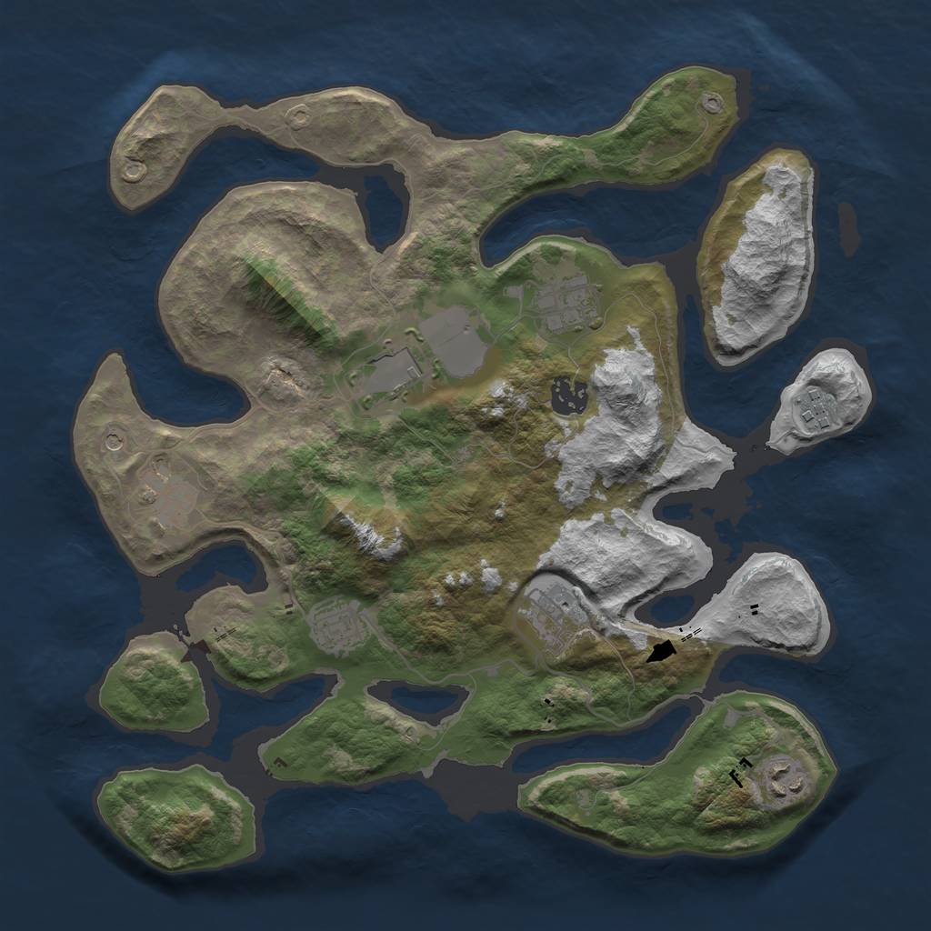 Rust Map: Barren, Size: 3511, Seed: 102020, 11 Monuments