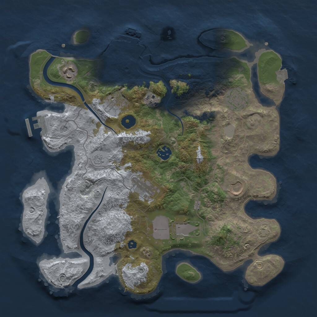 Rust Map: Procedural Map, Size: 3500, Seed: 100011856, 14 Monuments