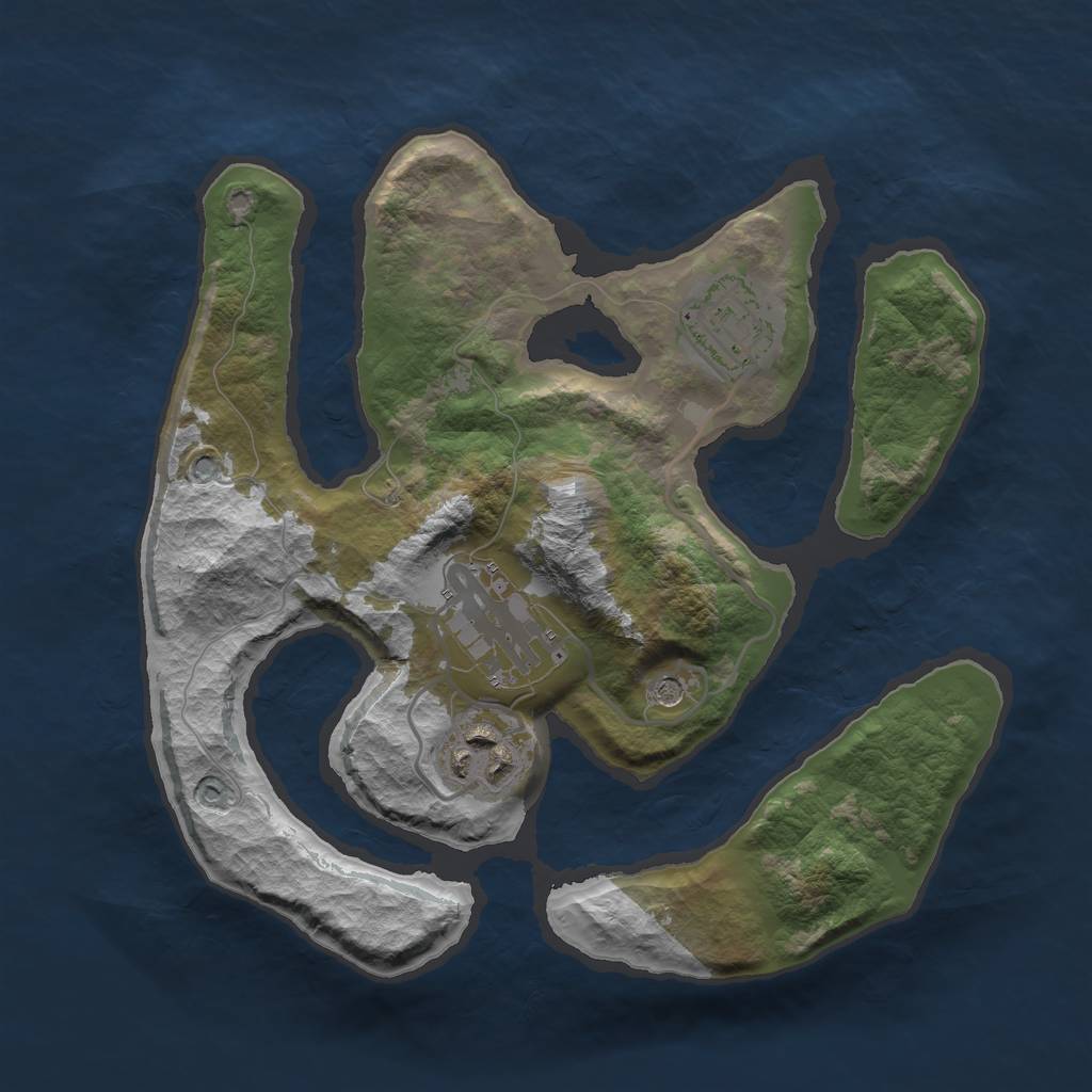 Rust Map: Barren, Size: 2500, Seed: 712375847, 6 Monuments