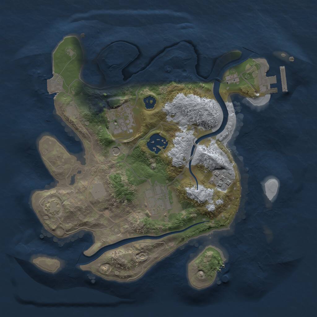 Rust Map: Procedural Map, Size: 2500, Seed: 712372352, 8 Monuments