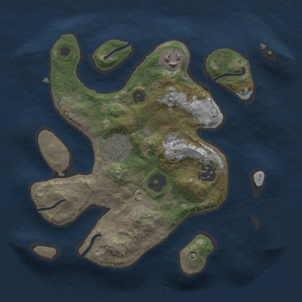 Rust Map: Procedural Map, Size: 2500, Seed: 712372352, 6 Monuments