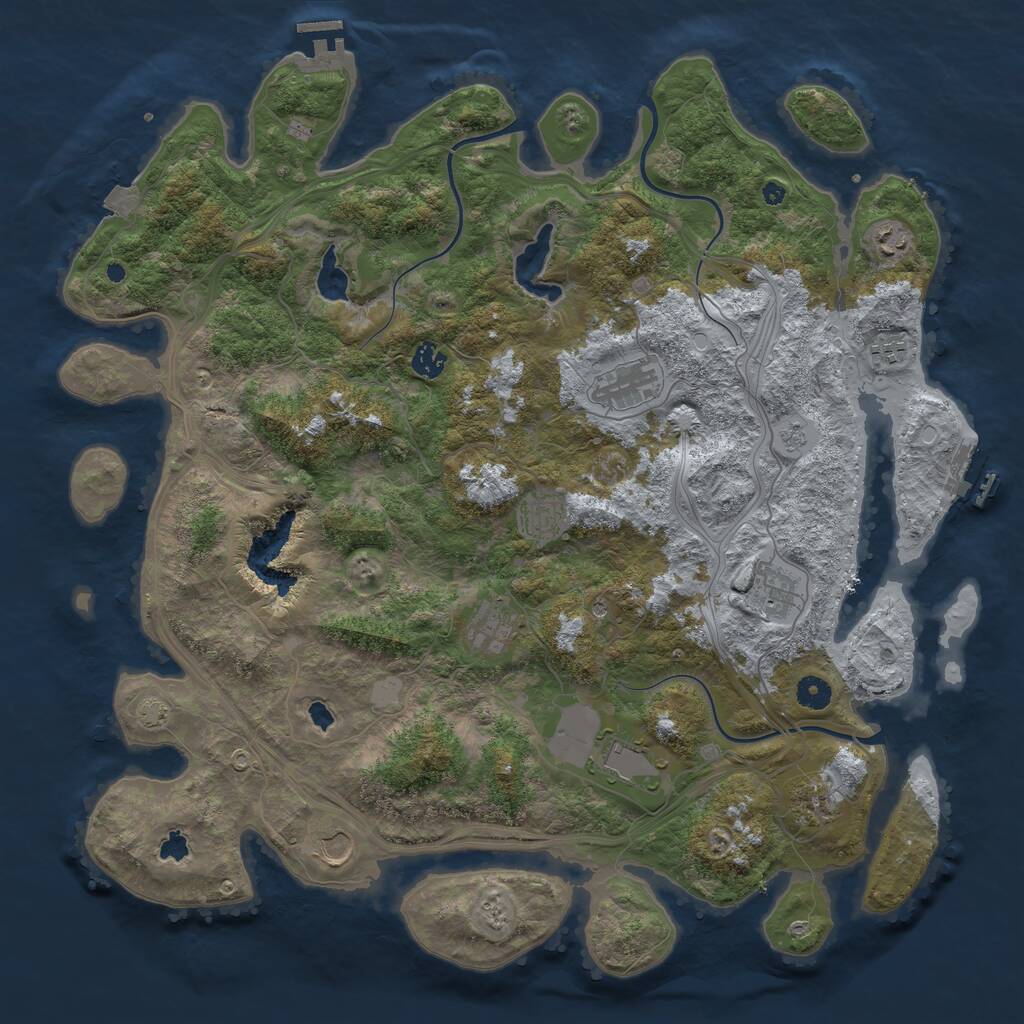 Rust Map: Procedural Map, Size: 4500, Seed: 5218245, 16 Monuments