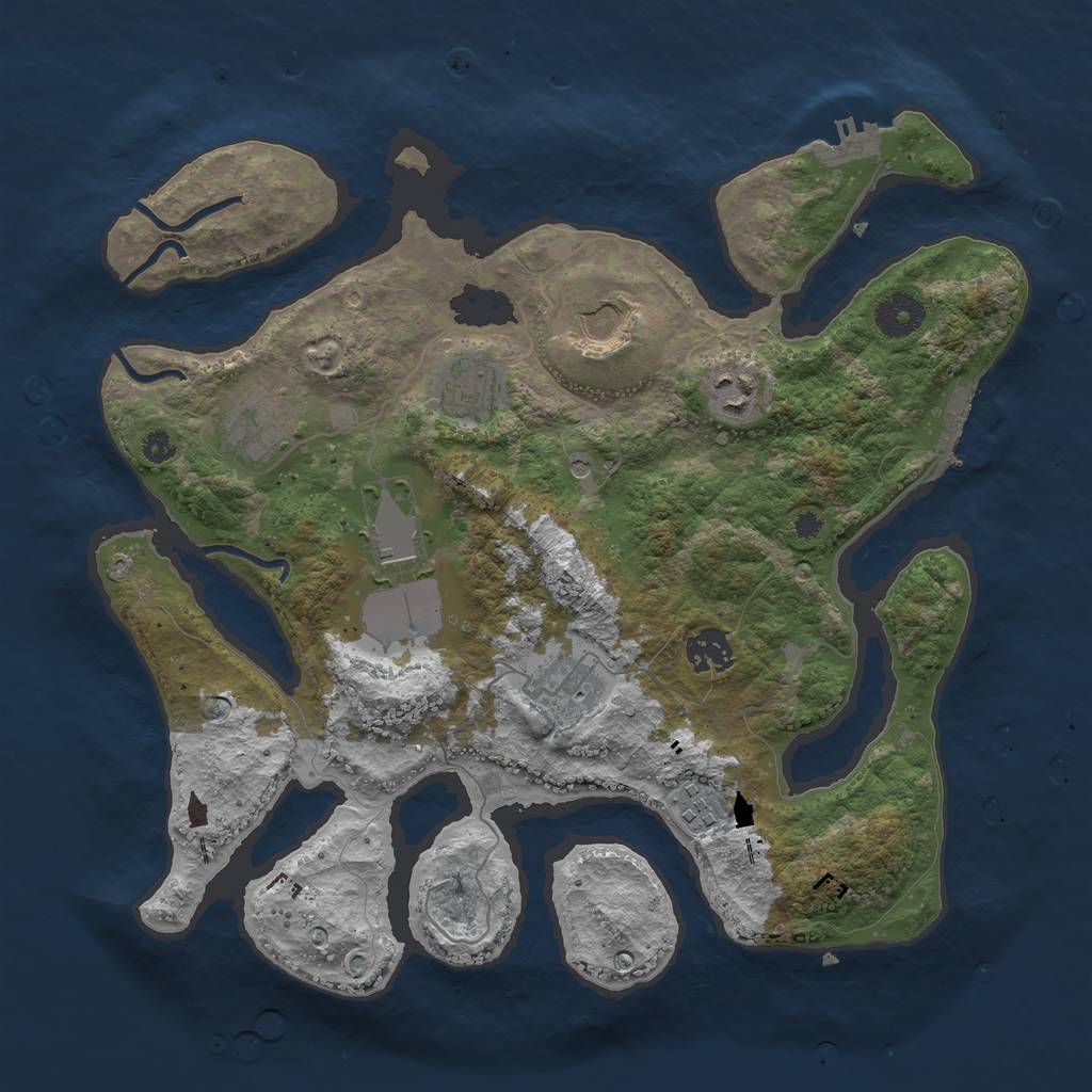 Rust Map: Procedural Map, Size: 3550, Seed: 61025, 13 Monuments