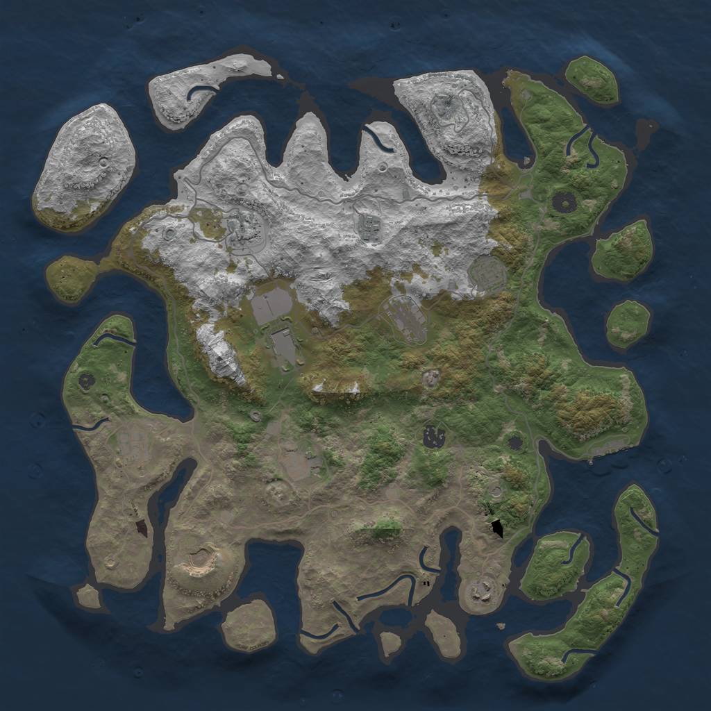 Rust Map: Procedural Map, Size: 4500, Seed: 2054875705, 14 Monuments