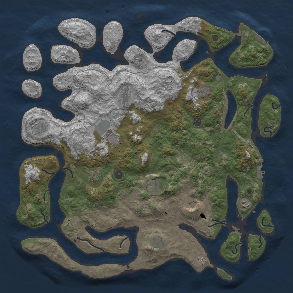 Rust Map: Procedural Map, Size: 5000, Seed: 873675662, 16 Monuments