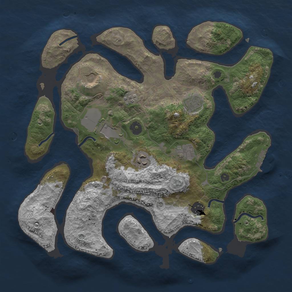 Rust Map: Procedural Map, Size: 3500, Seed: 356903, 11 Monuments