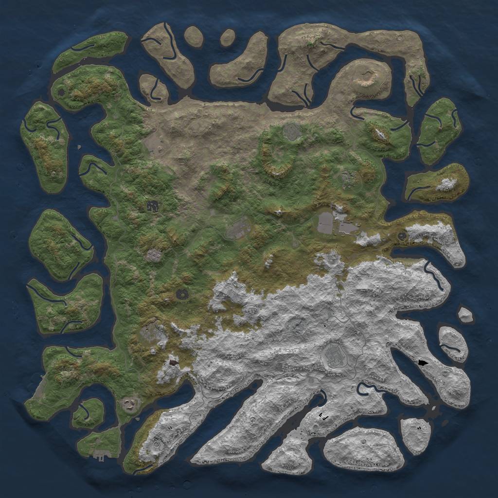 Rust Map: Procedural Map, Size: 6000, Seed: 1028575558, 16 Monuments